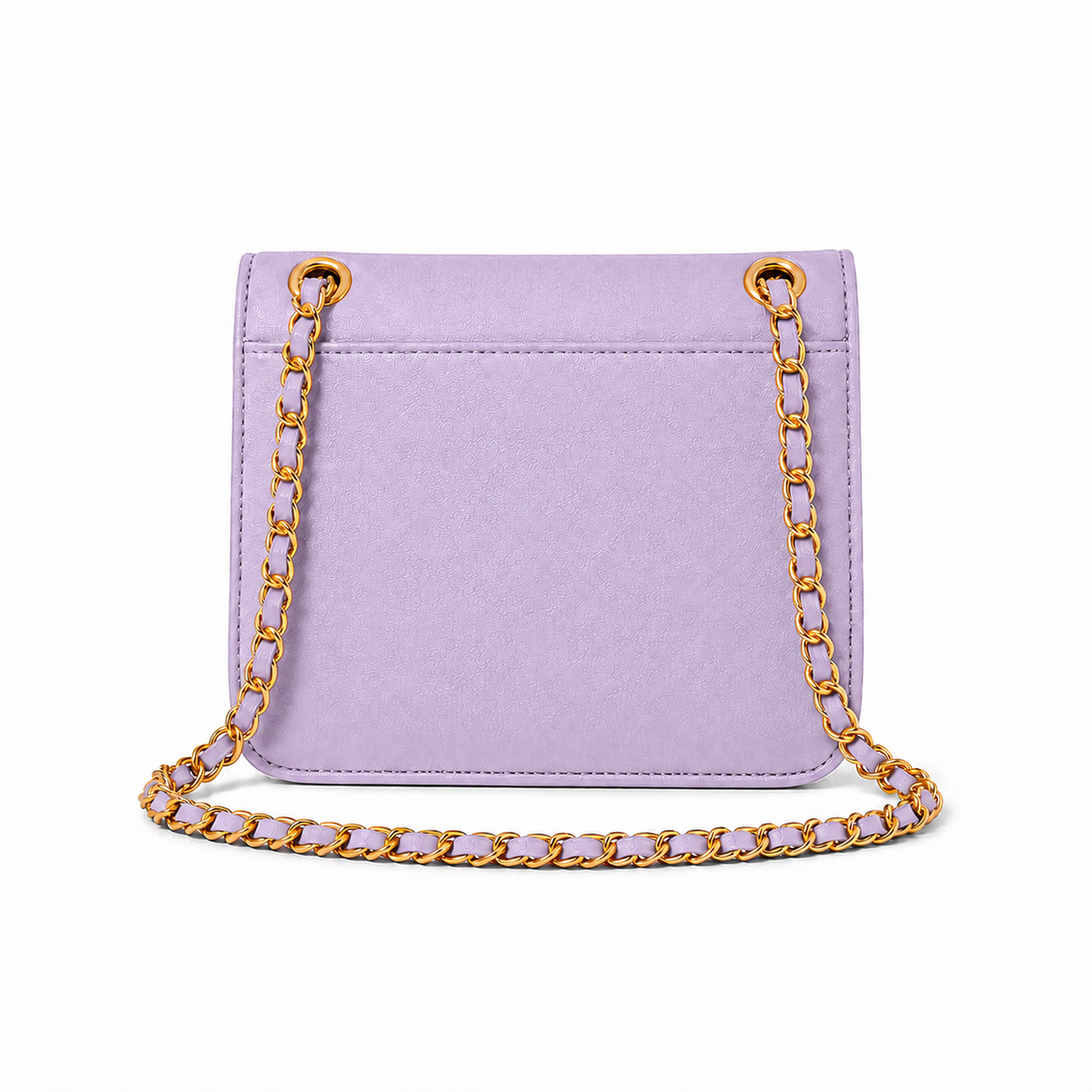 Lavender Textured Chain Strap Shoulder Bag-4