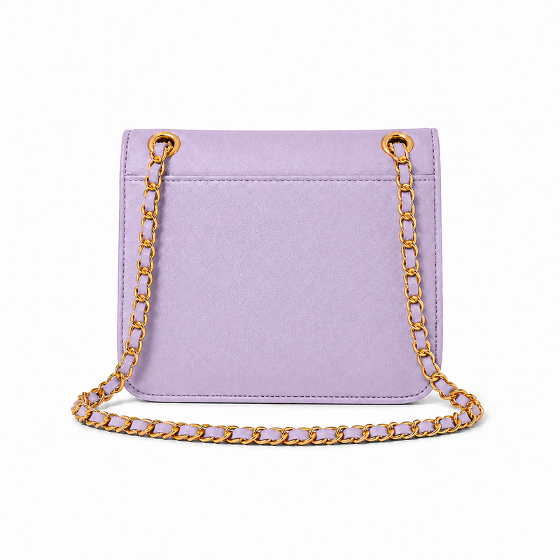 Lavender Textured Chain Strap Shoulder Bag-4