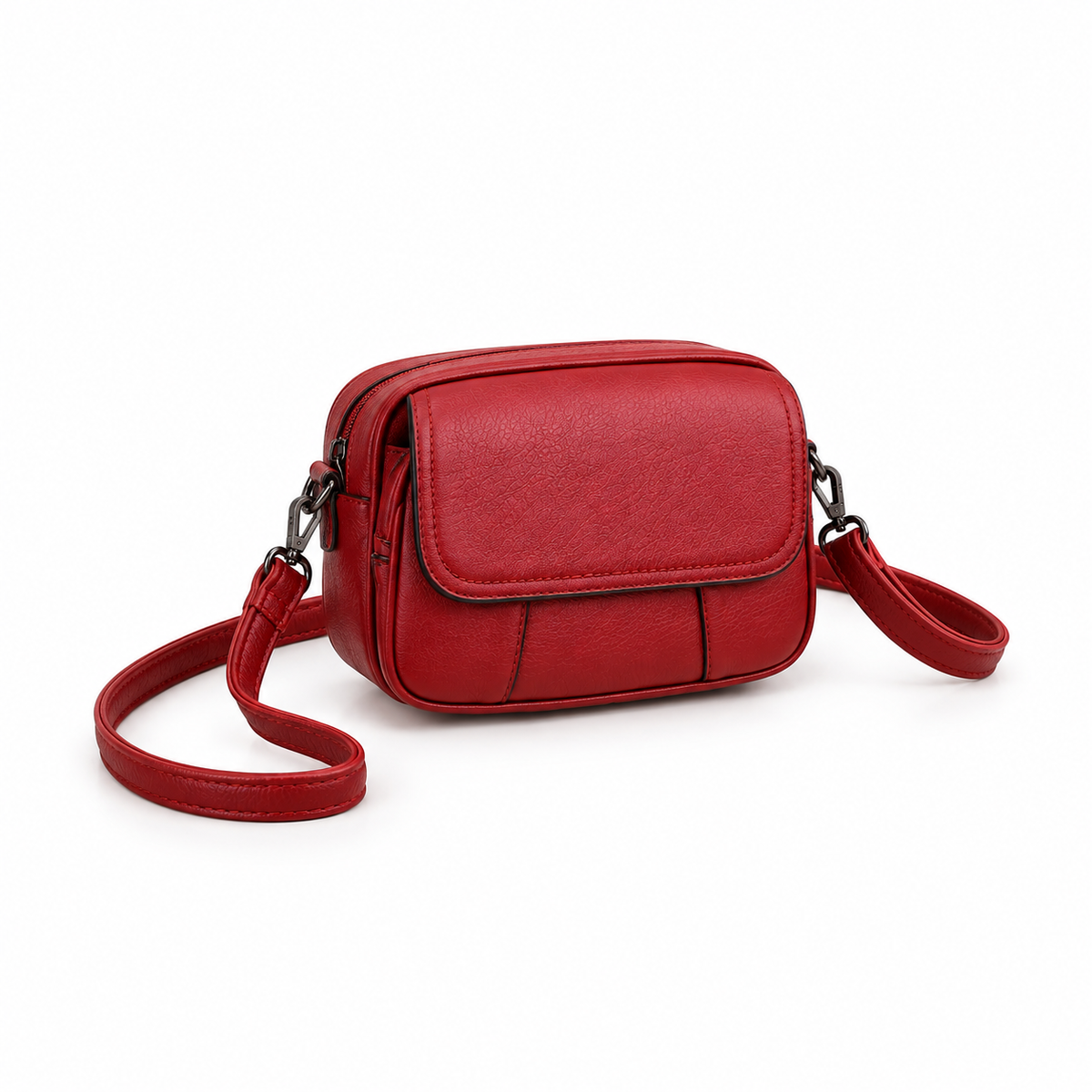 Burgundy Textured Compact Crossbody Shoulder Bag