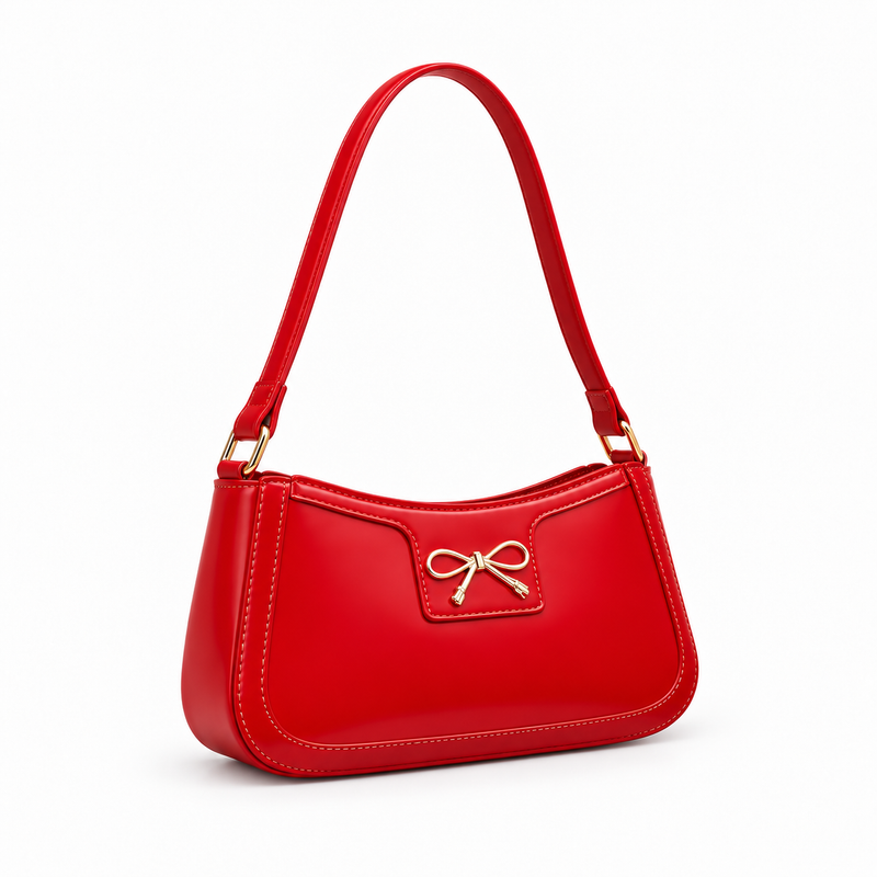 Elegant Red Bow Shoulder Handbag-1