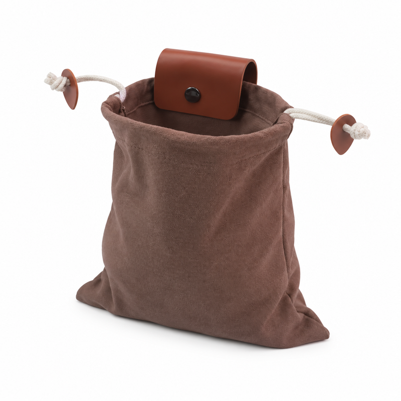 Brown Drawstring Waist Belt Attachment Pouch-3