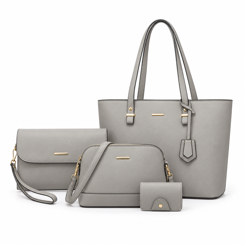 Elegant Grey Four Piece Handbag Set-4