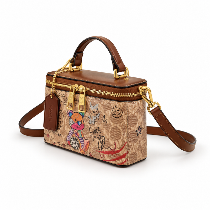 Colourful Graffiti Print Boxy Crossbody Bag-3