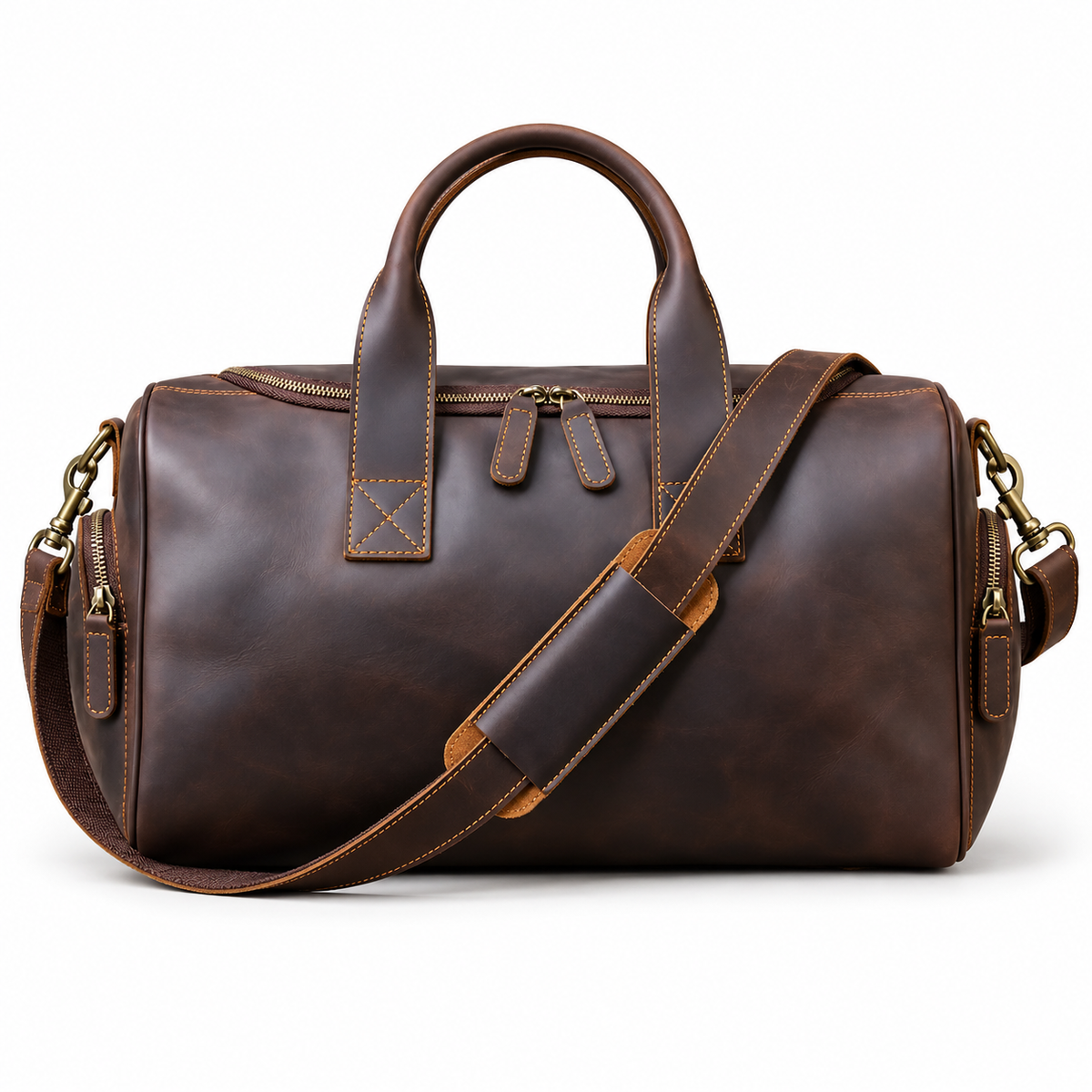 Classic Brown Overnight Duffel Travel Bag-2