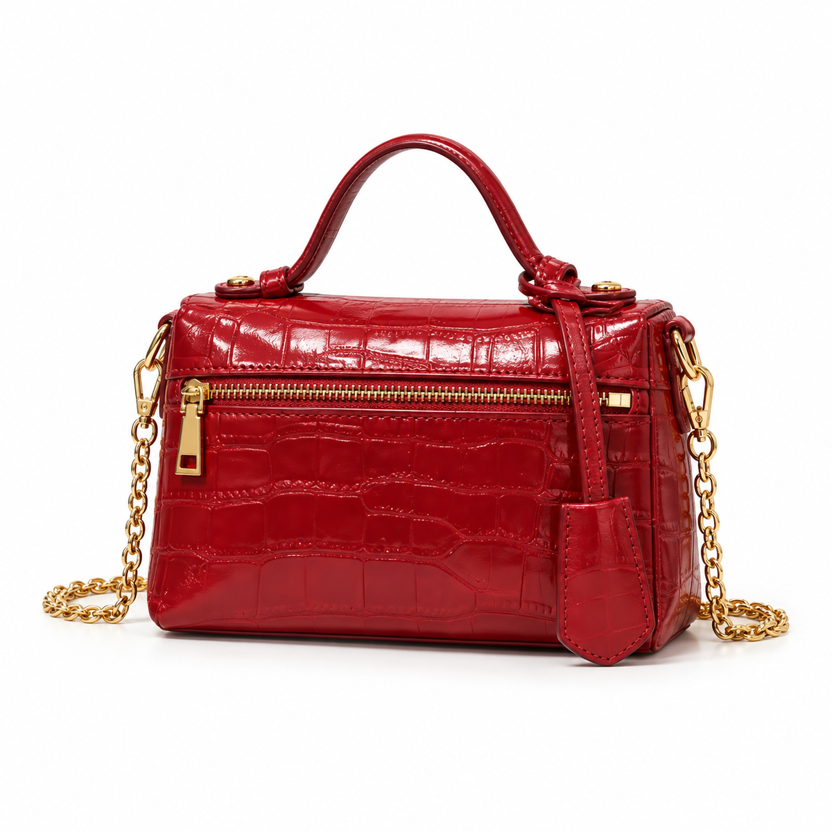 Elegant Crocodile Embossed Chain Crossbody Bag-3