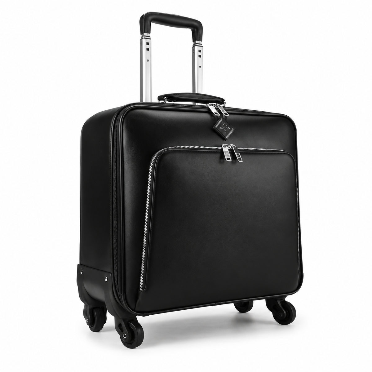 Black Leather Look Rolling Business Suitcase-1