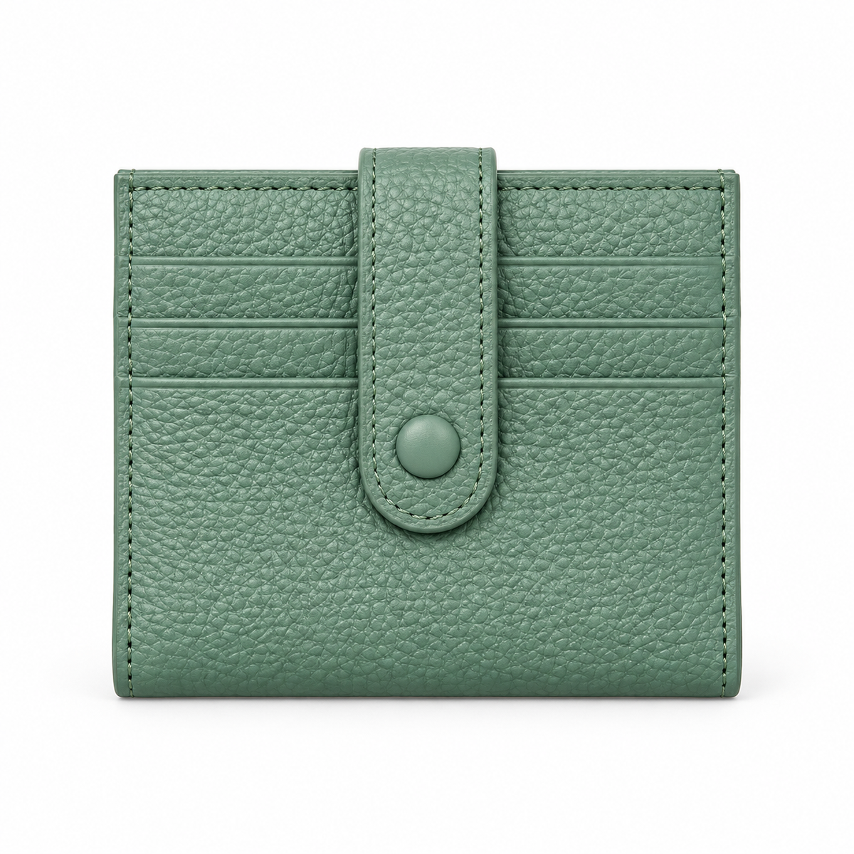 Sage Green Textured Snap Cardholder Wallet-4