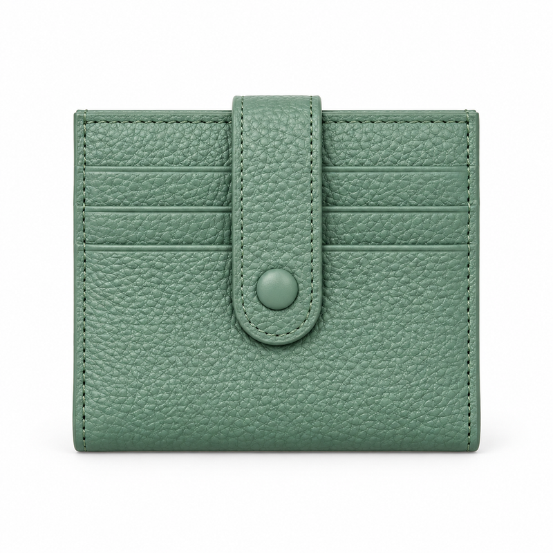 Sage Green Textured Snap Cardholder Wallet-4