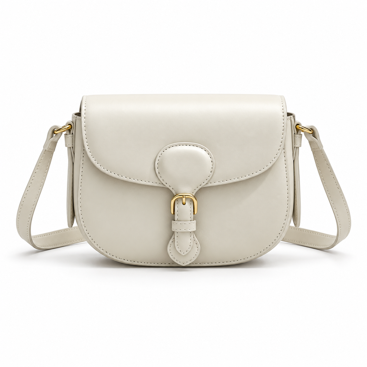 Elegant Ivory Leather Satchel Shoulder Bag-4