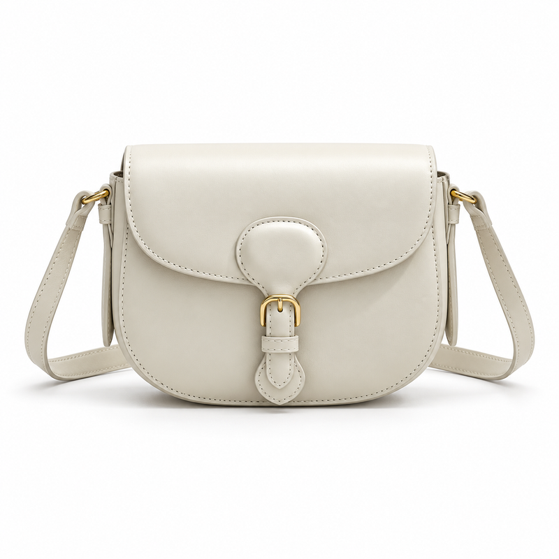 Elegant Ivory Leather Satchel Shoulder Bag-4