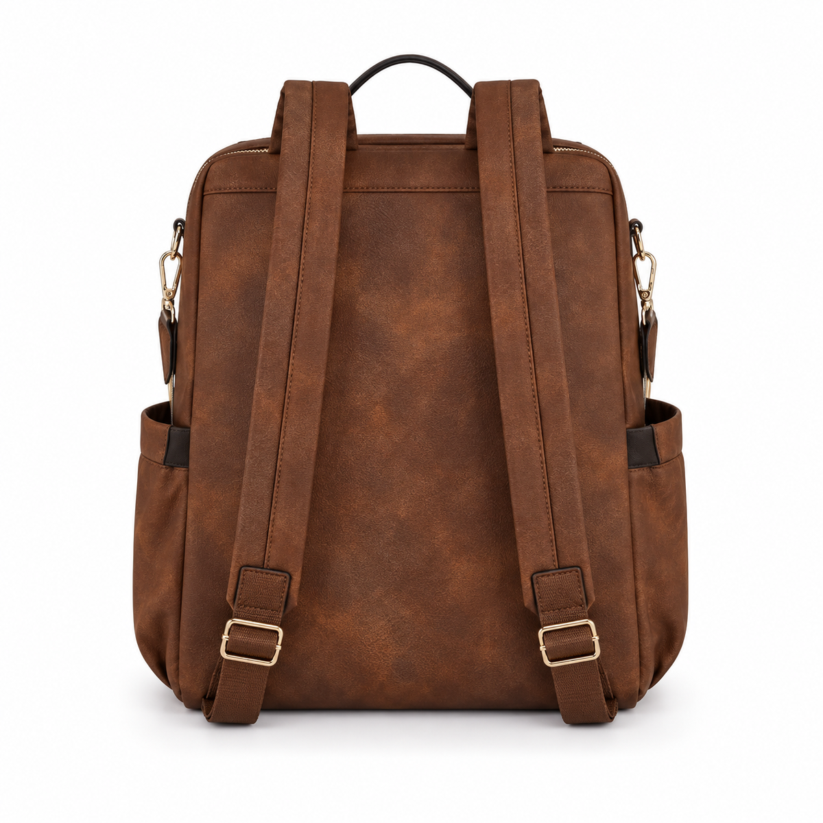 Brown Vintage Leather Convertible Backpack Bag-2