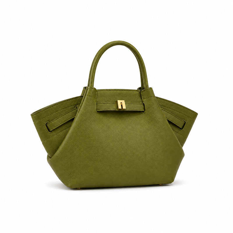 Olive Green Structured Winged Handbag-1