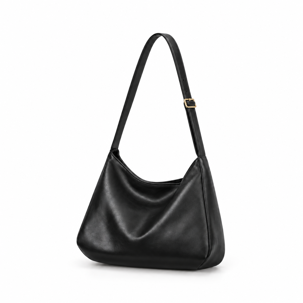 Elegant Black Slouchy Adjustable Crossbody Bag-3