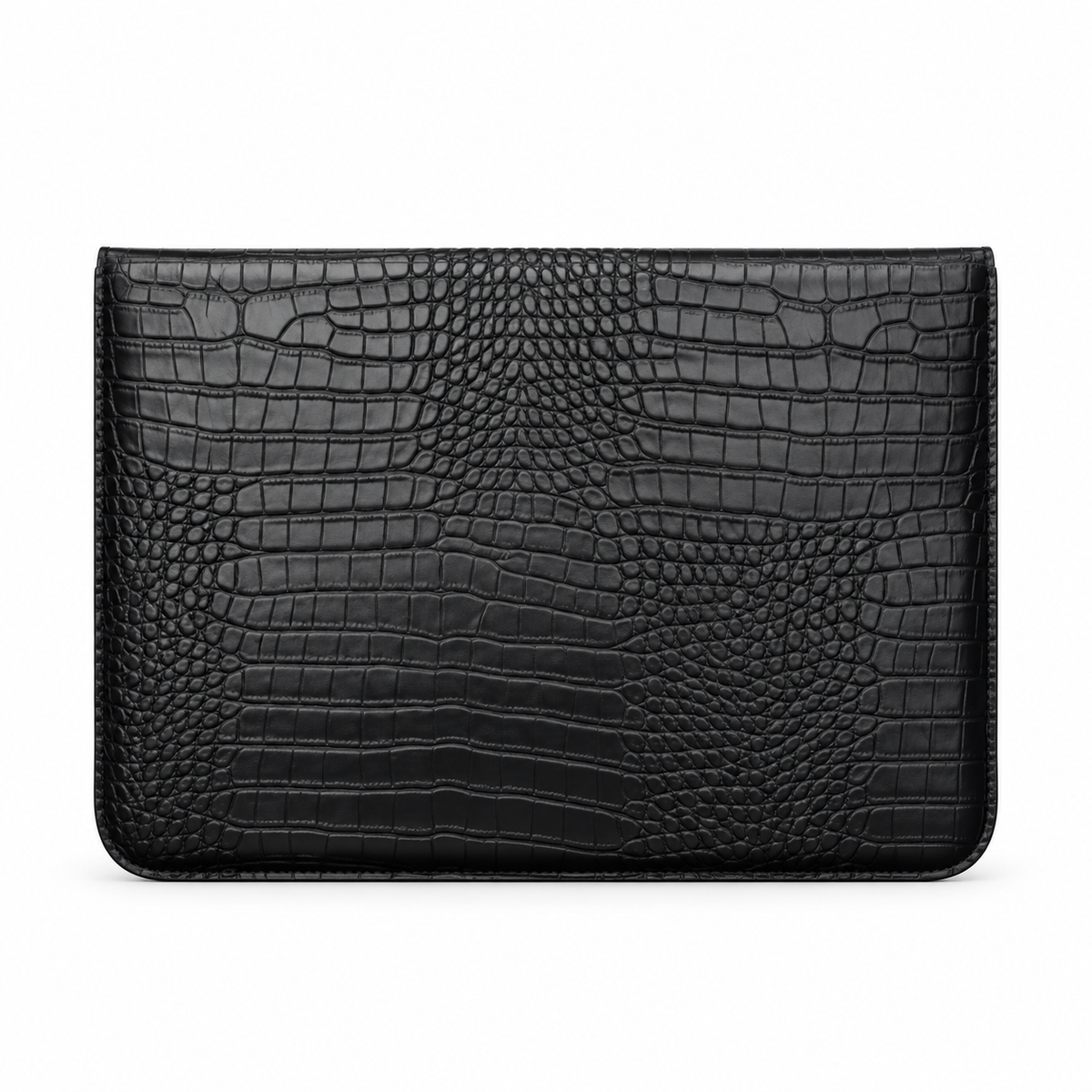 Black Crocodile Embossed Leather Laptop Bag