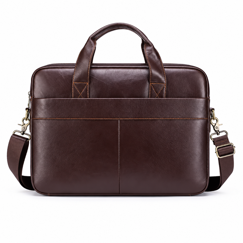 Classic Dark Brown Leather Business Briefcase-2