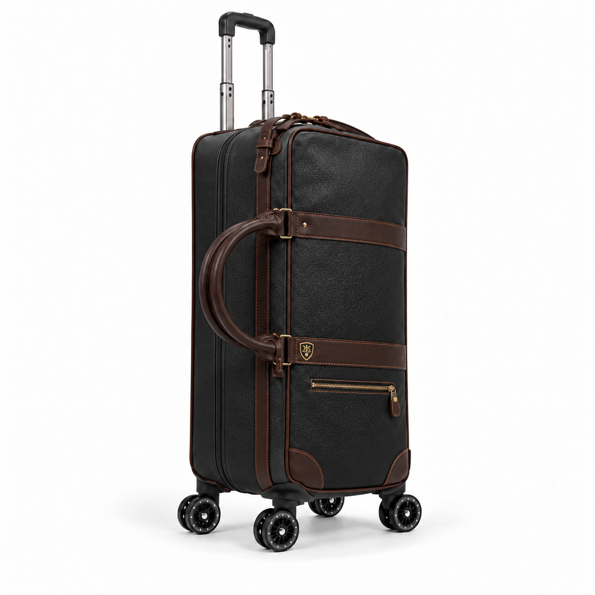 Classic Black Brown Trim Trolley Bag