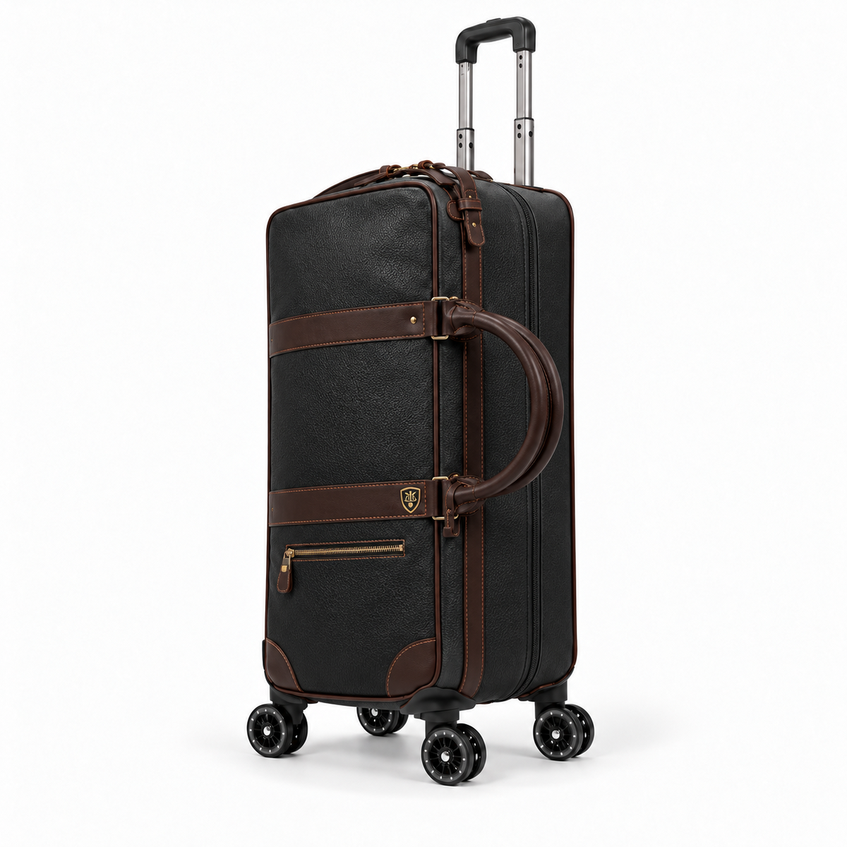 Classic Black Brown Trim Trolley Bag-3