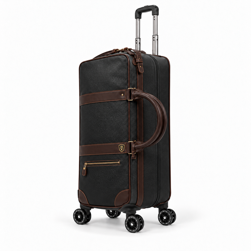 Classic Black Brown Trim Trolley Bag-3