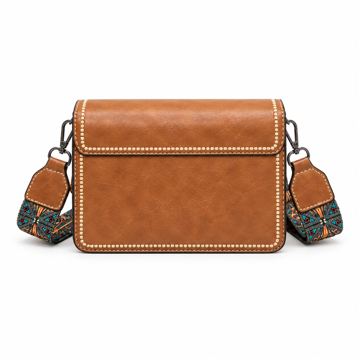 Light Brown Vintage Flap Crossbody Bag-2