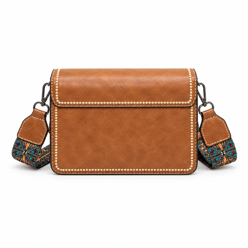 Light Brown Vintage Flap Crossbody Bag-2