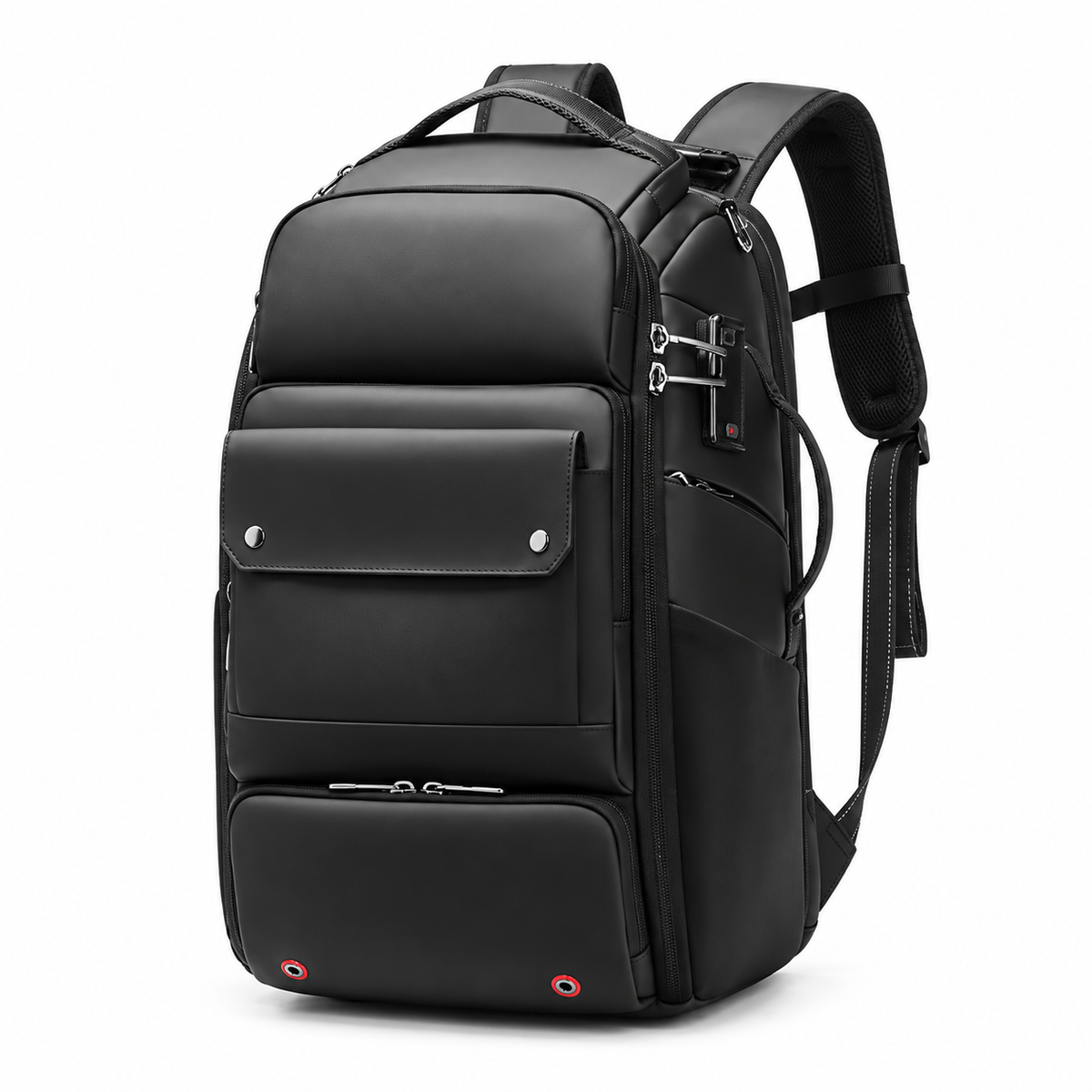 Black Camera Backpack With Padded Compartments-3