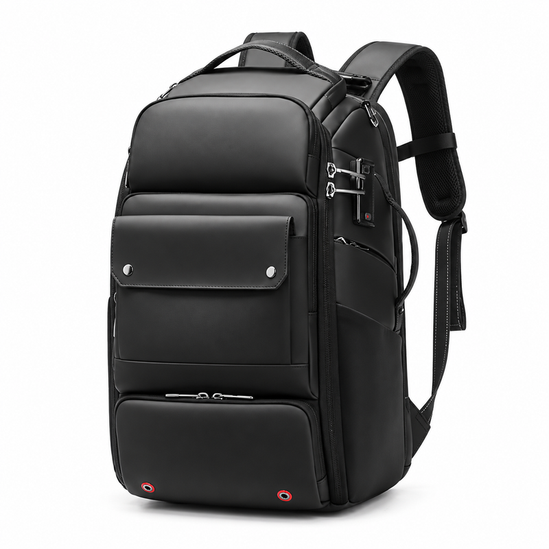 Black Camera Backpack With Padded Compartments-3