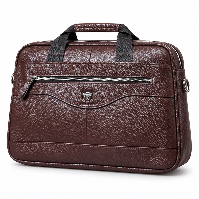 Classic Brown Leather Business Office Briefcase-3
