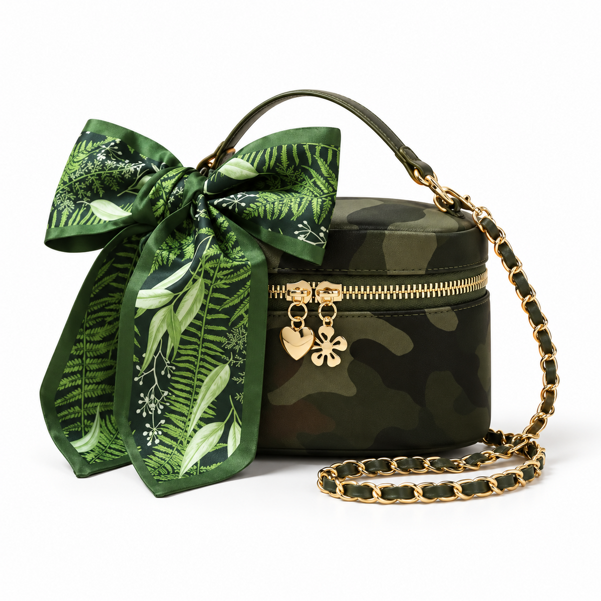 Green Camouflage Bow Chain Crossbody Bag-3