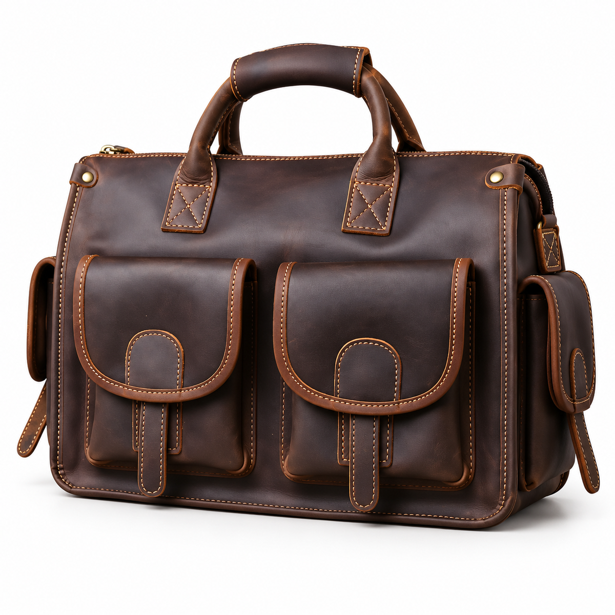 Classic Dark Brown Multi Pocket Briefcase-3