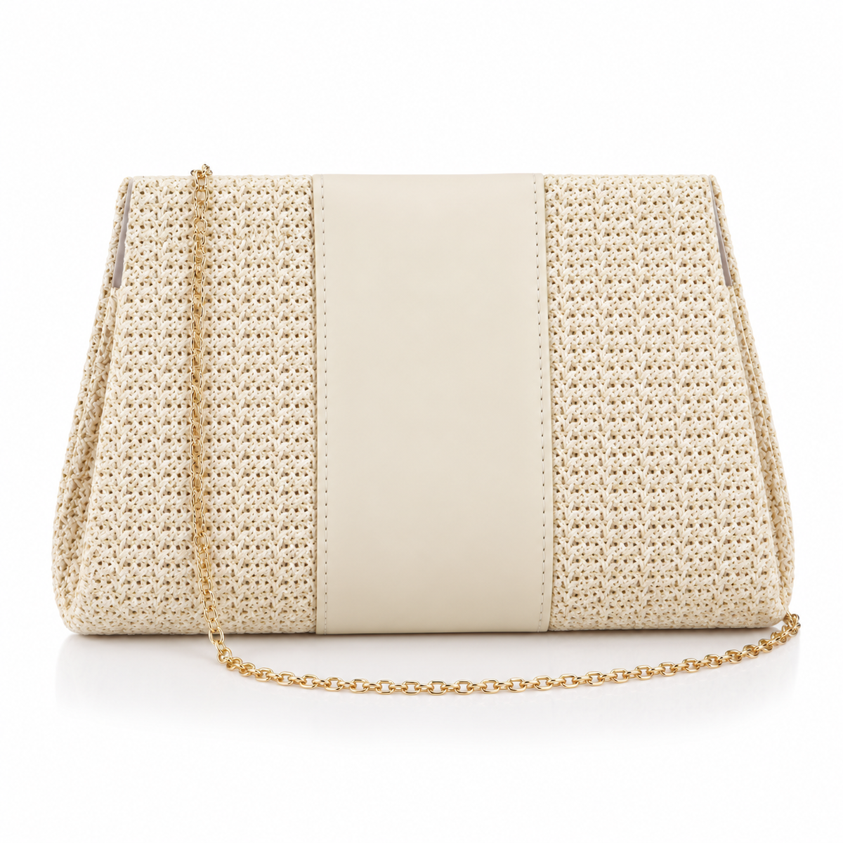 Ivory Woven Gold Tassel Shoulder Bag