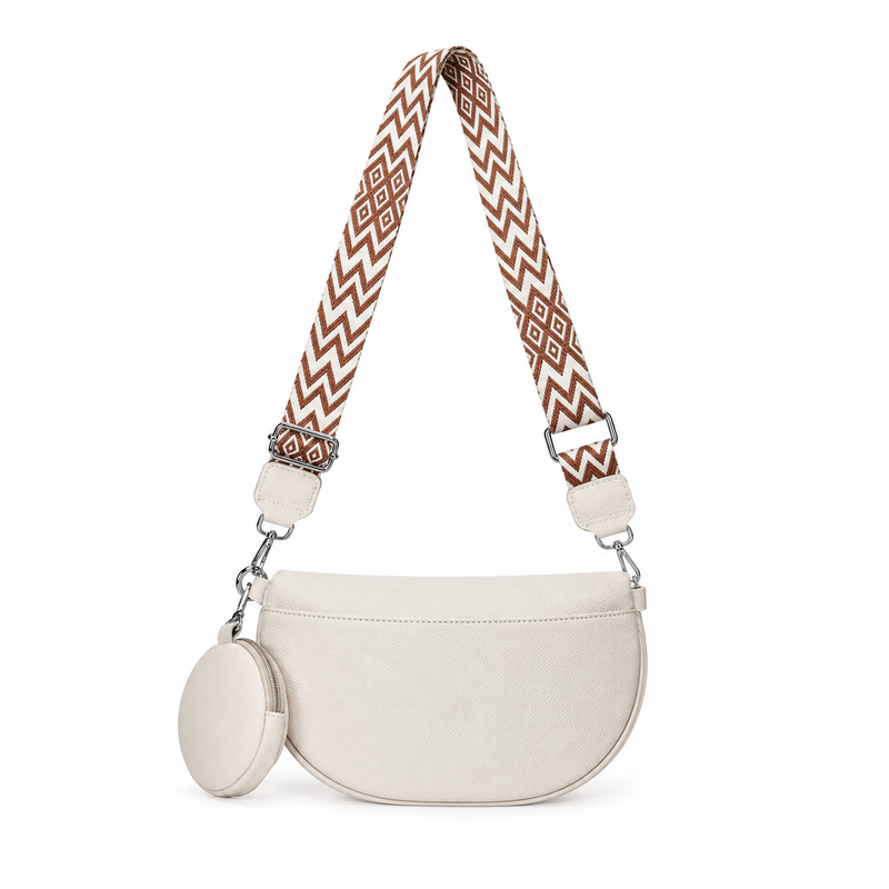 Ivory Crescent Crossbody Bag With Pouch-2