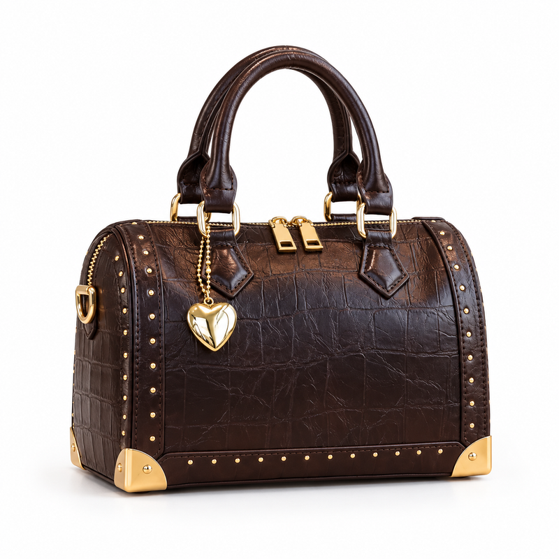 Dark Coffee Leather Satchel Bag-1