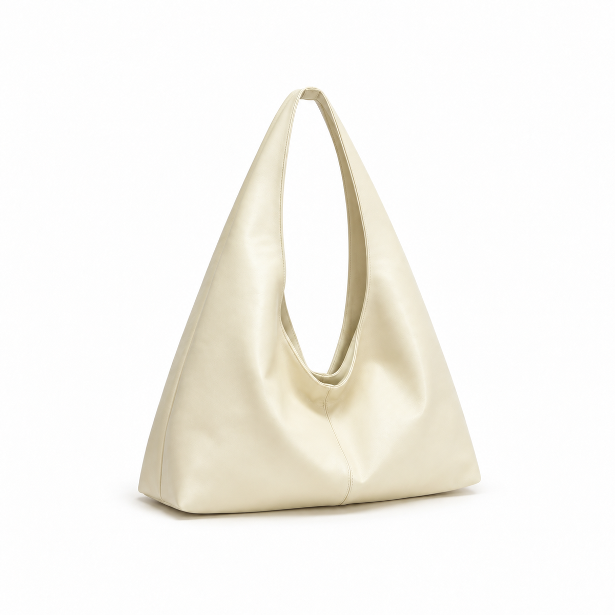 Cream Soft Slouchy Hobo Shoulder Bag-1
