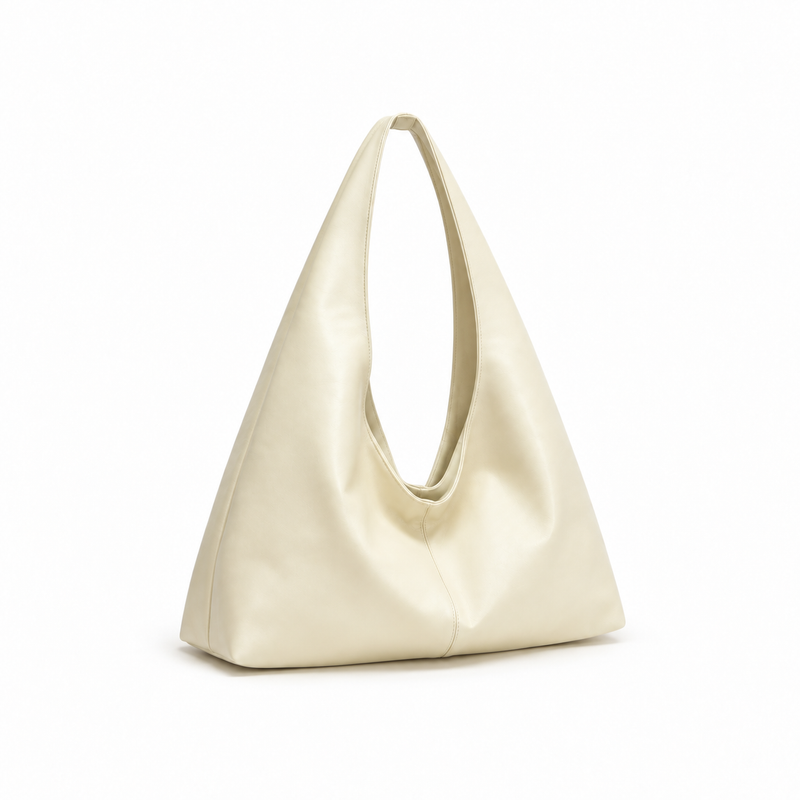 Cream Soft Slouchy Hobo Shoulder Bag-1