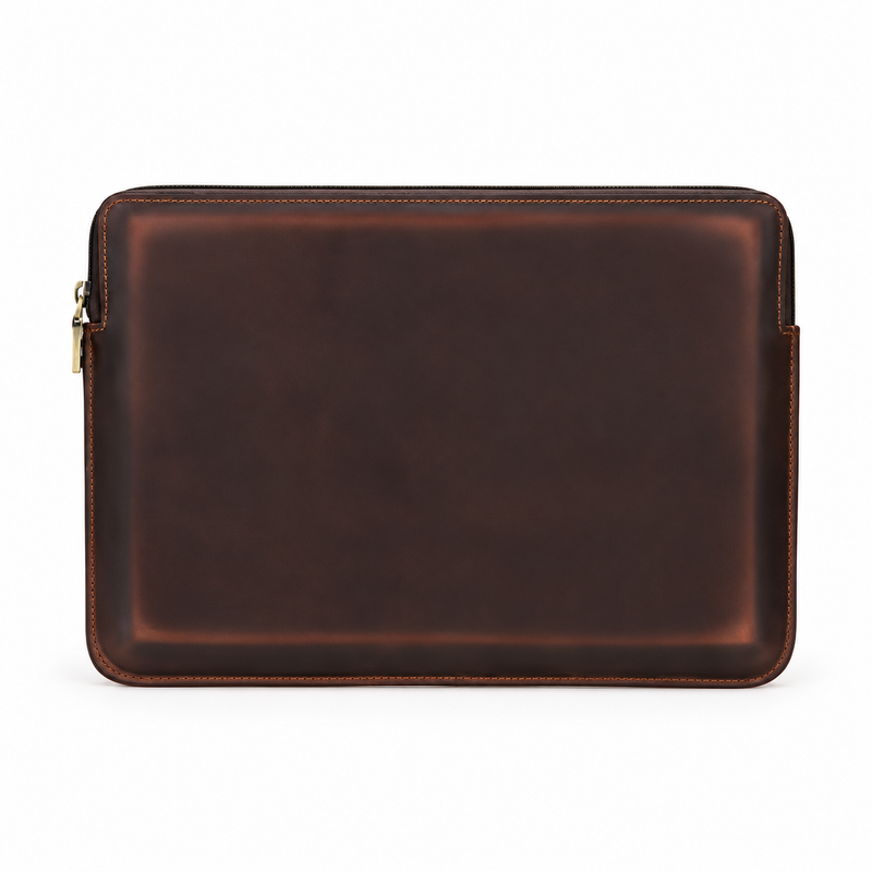 Classic Chocolate Brown Leather Laptop Bag-4