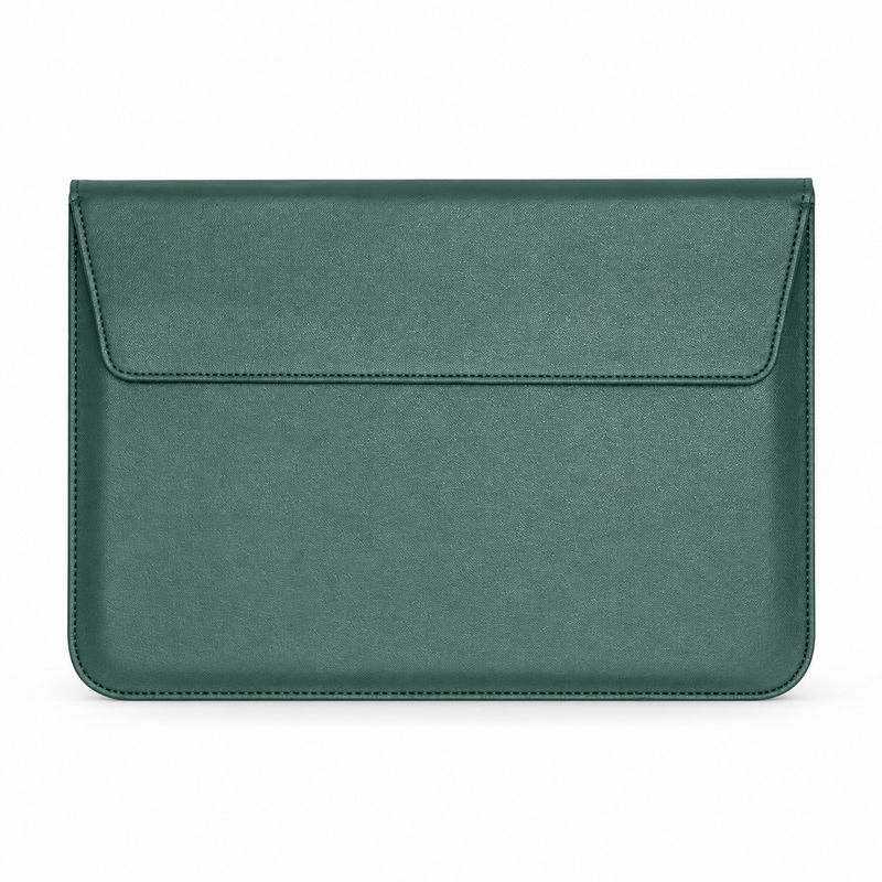 Green Leather Envelope Style Laptop Bag-4