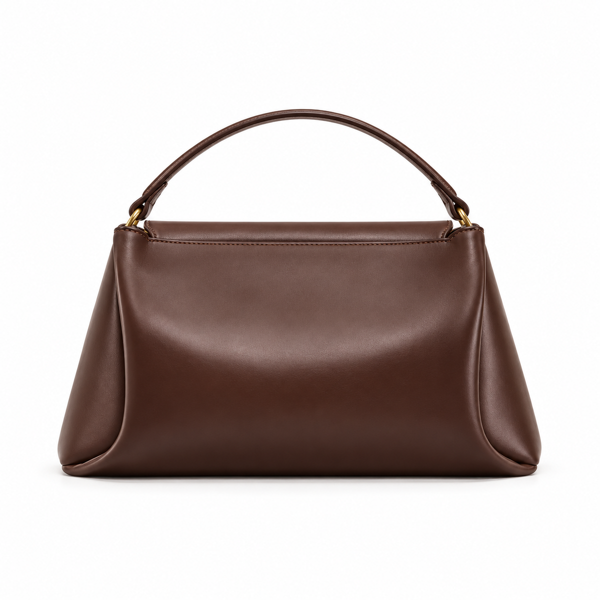 Chocolate Brown Satchel With Gold Clasp-3