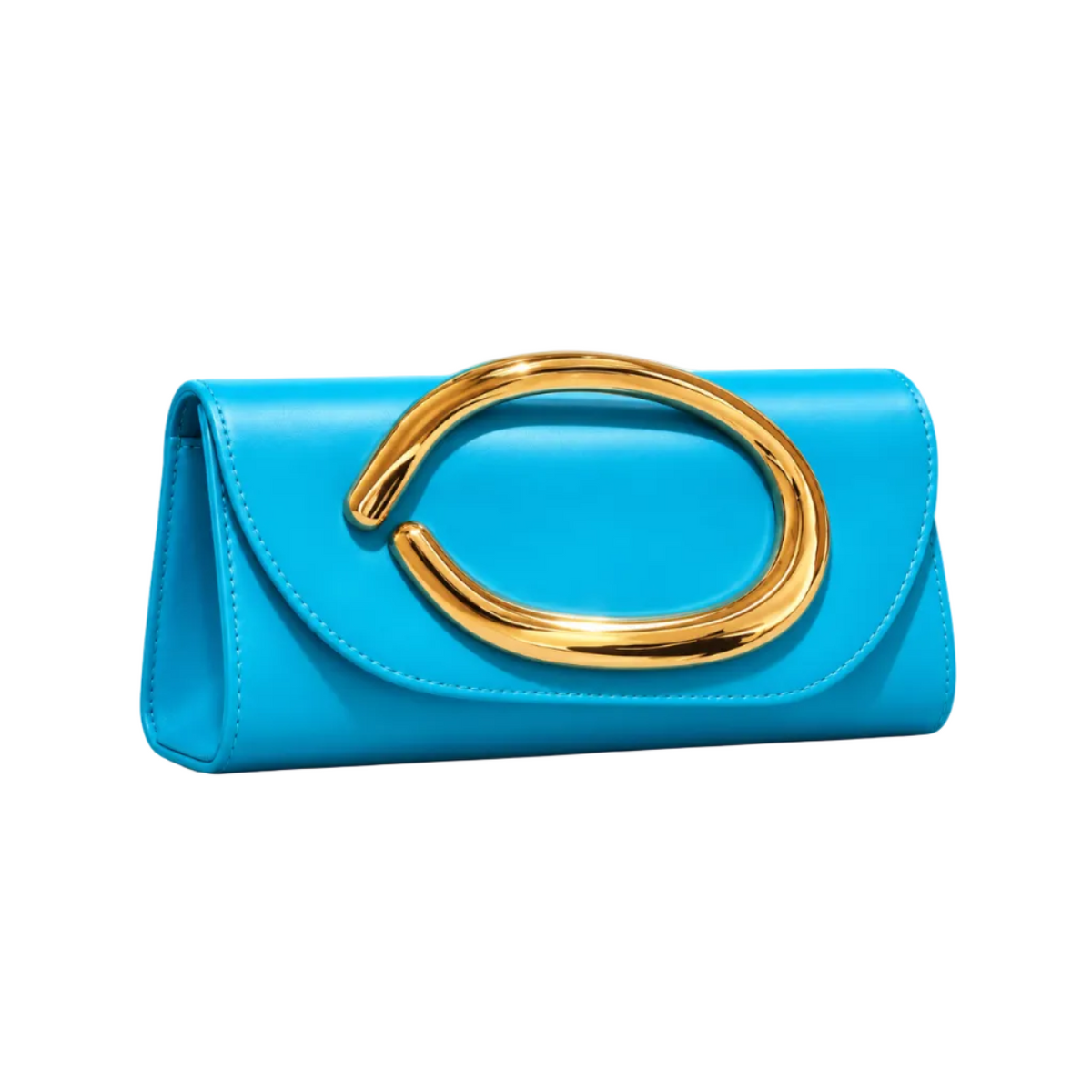 Turquoise Clutch With Sculptural Gold Detail-1