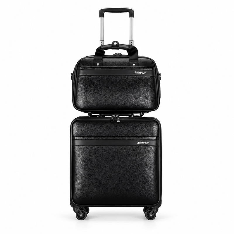 Black Textured Two Piece Trolley Set-4