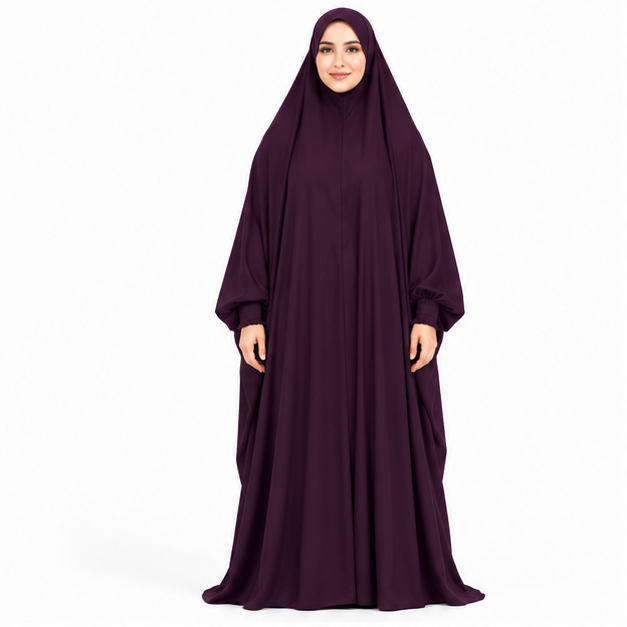 Elegant Purple Jilbab With Flowing Sleeves