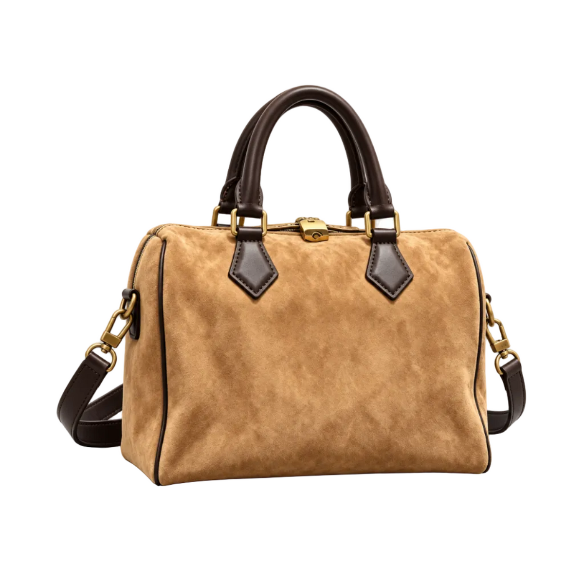 Premium Camel Leather And Canvas Satchel-1