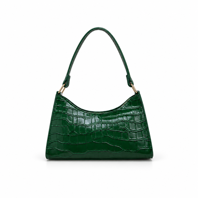 Emerald Croc Embossed Shoulder Handbag Purse-4