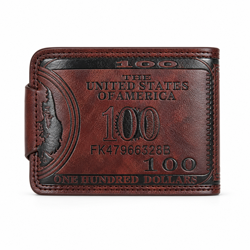 Vintage Brown Dollar Embossed Bifold Wallet-2
