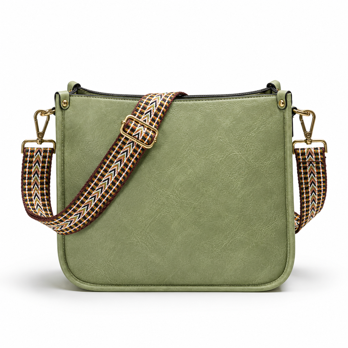 Olive Green Cow Print Crossbody Bag-3