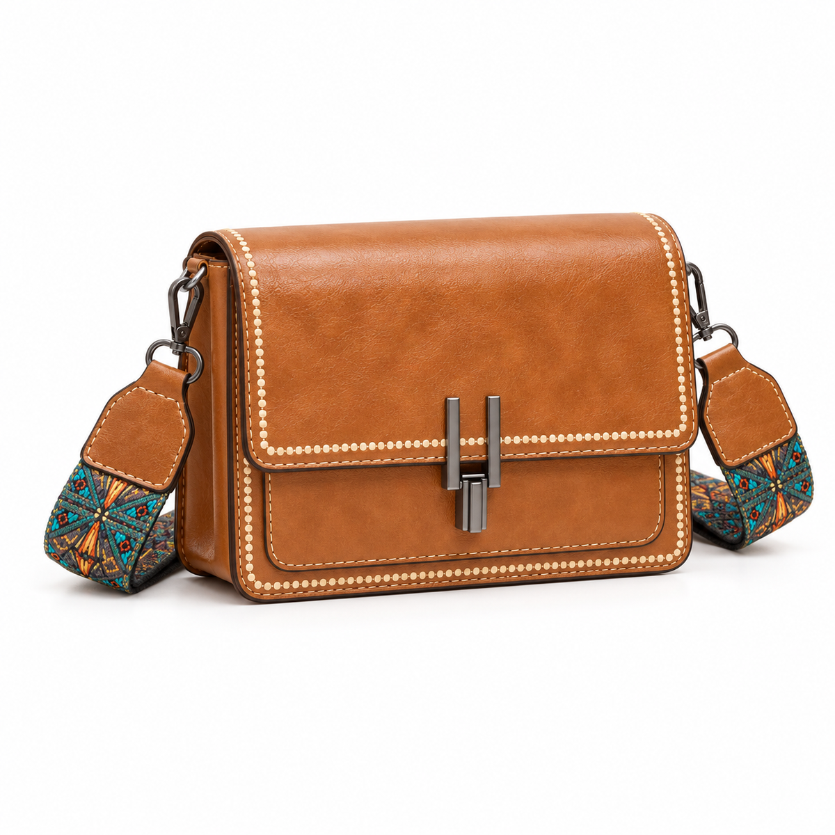 Light Brown Vintage Flap Crossbody Bag