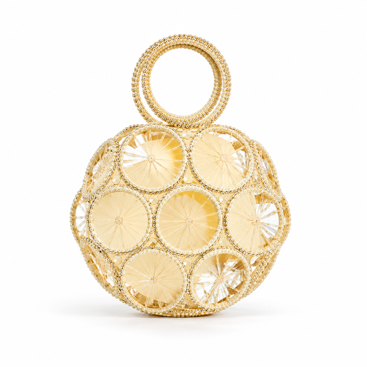 Golden Crystal Orb Evening Clutch Bag-2