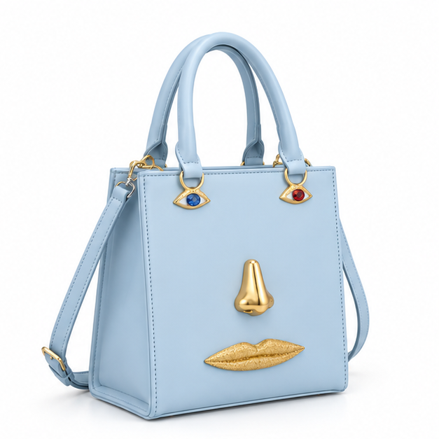 Ice Blue Artistic Face Handbag Purse-1