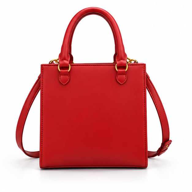 Red Artistic Face Structured Handbag Purse-4