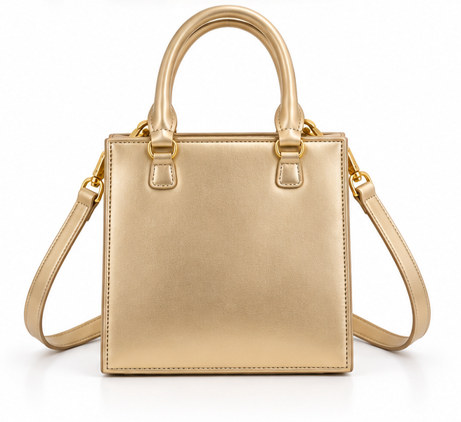 Gold Sculptural Face Structured Tote Handbag-2