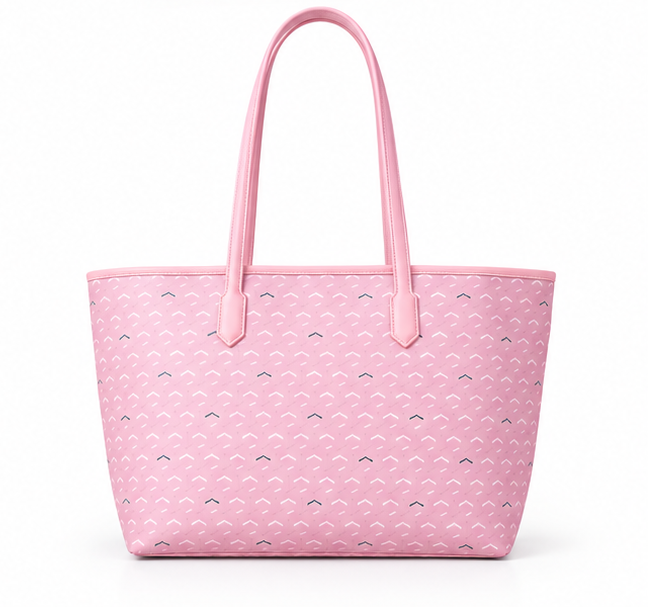 Pink Heart Pattern Tote With Pouch-2
